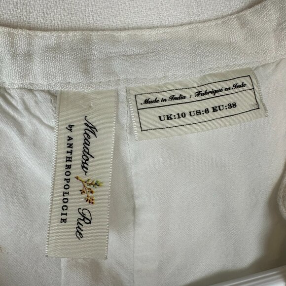 Meadow & Rue Anthropologie Button down Tank White Boho Cottagecore - Picture 4 of 8